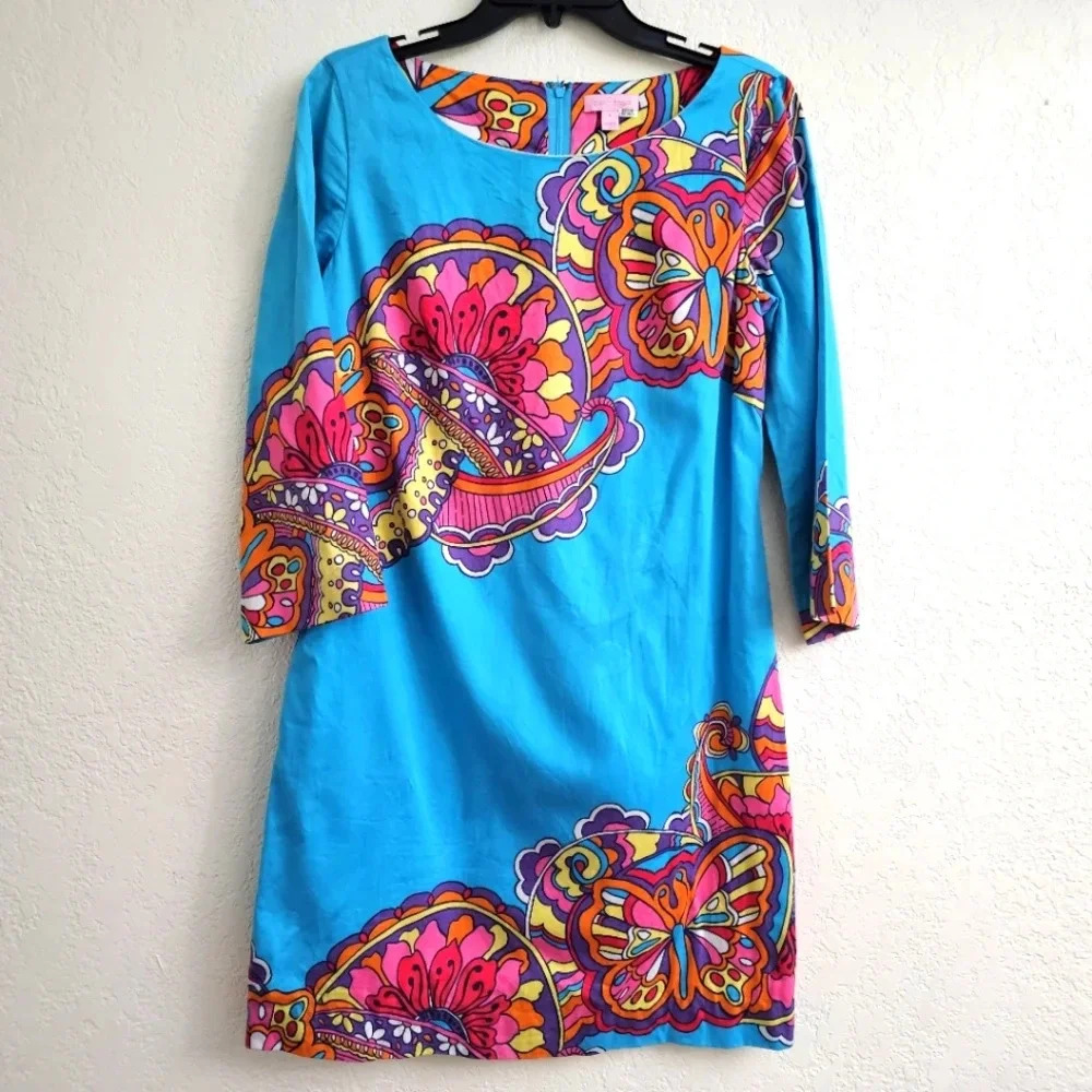 Lilly pulitzer psychedelic Shauna mad men retro slip dress size 6